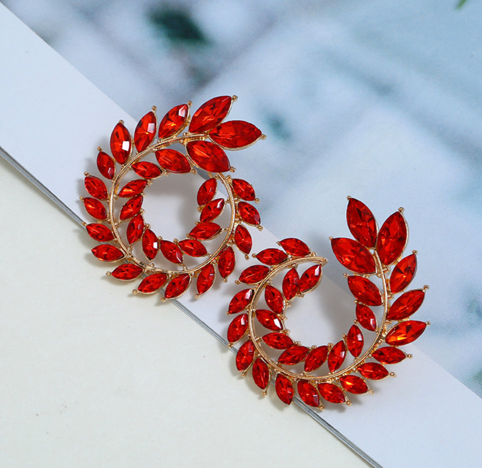 Leaf Red Earrings