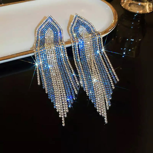 Blue Tassel Earrings