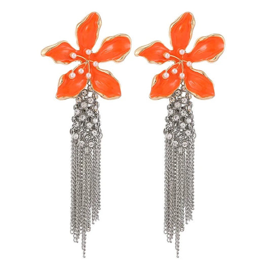 Flower tassel earrings