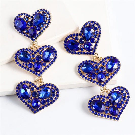 Triple Heart Earrings