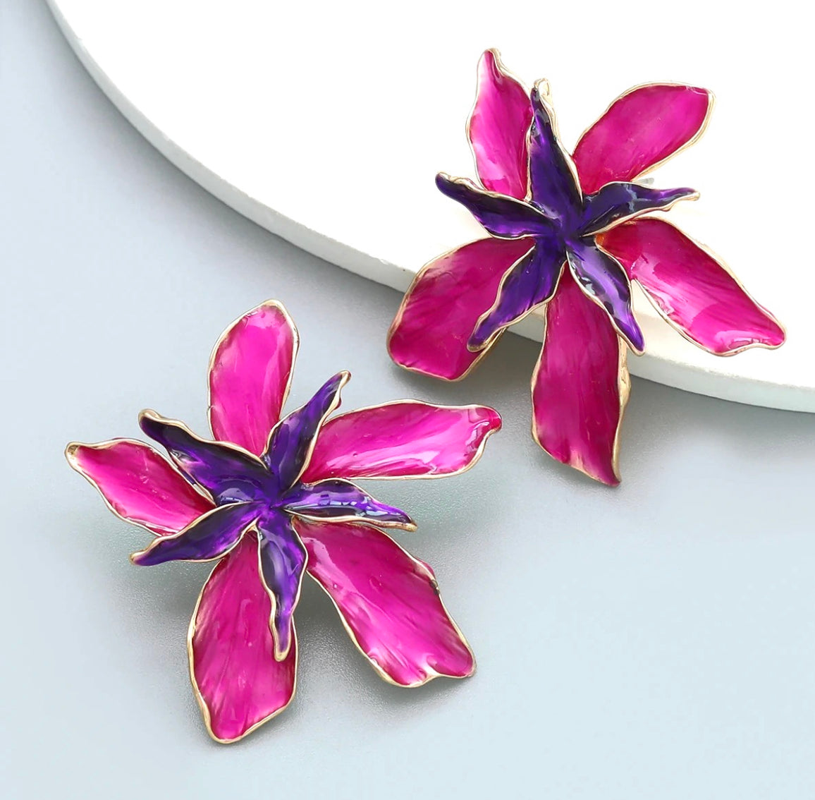 Magenta flower Earrings