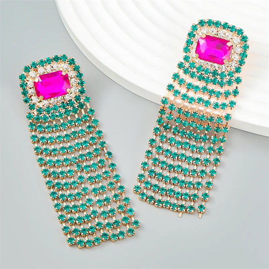 Green Tassels Earrings