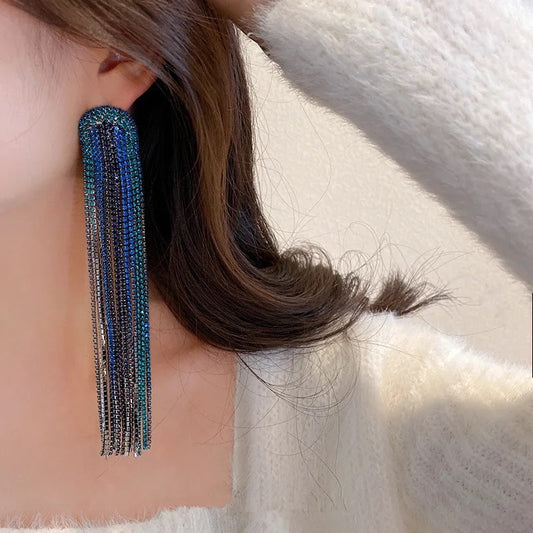 Blue tassel earrings