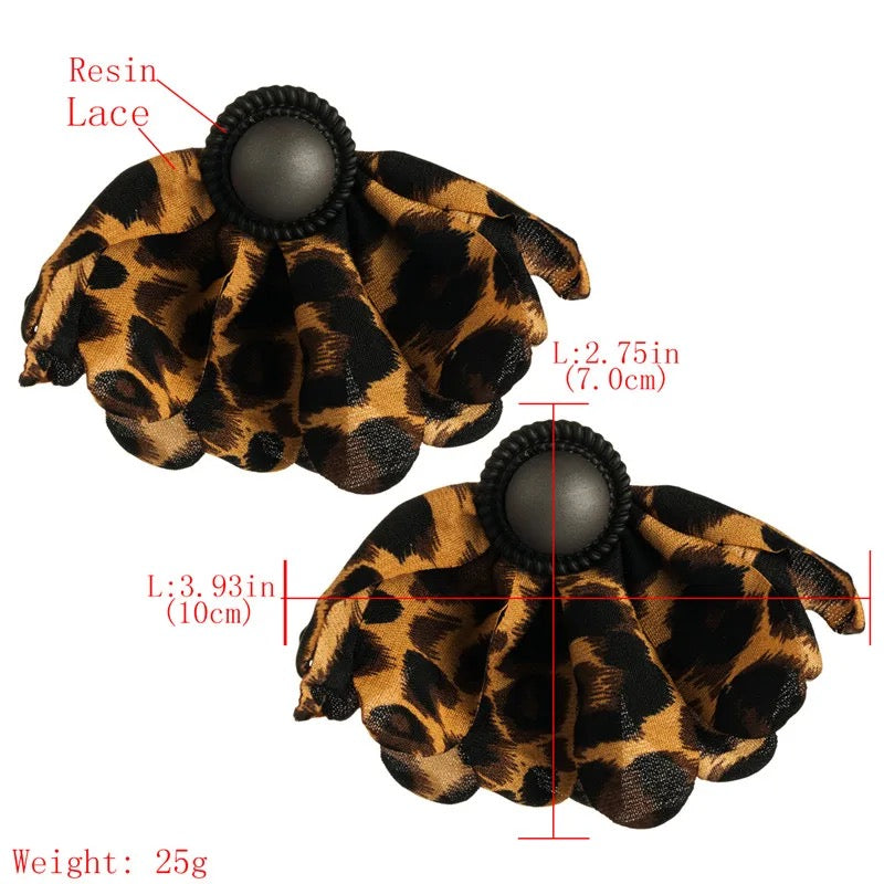 Leopard Grey Button Earrings