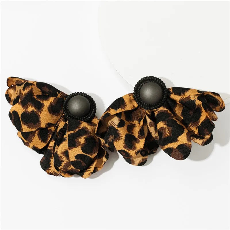 Leopard Grey Button Earrings