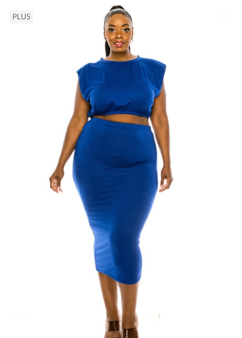 2pcs “Plus Skirt Sets” Blue