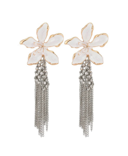 Flower tassel earrings