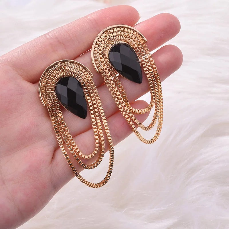 Black Oval Earrings