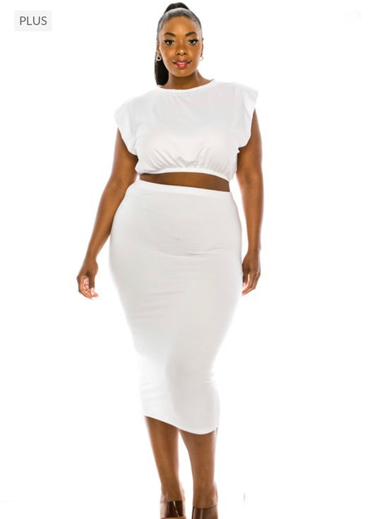 2pcs “Plus Skirt Sets” White