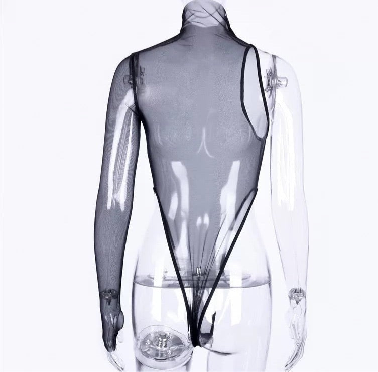 Black bodysuit mesh top