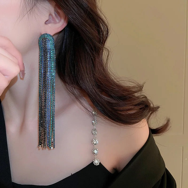 Blue tassel earrings