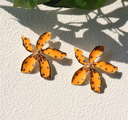 Orange Flower Earrings