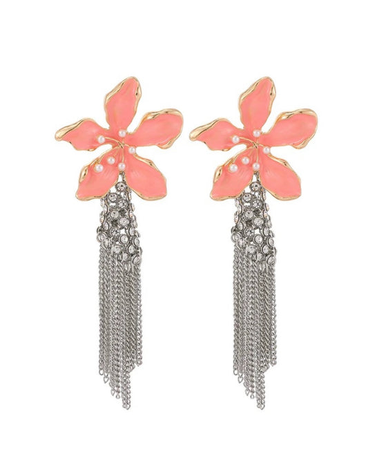 Flower tassel earrings