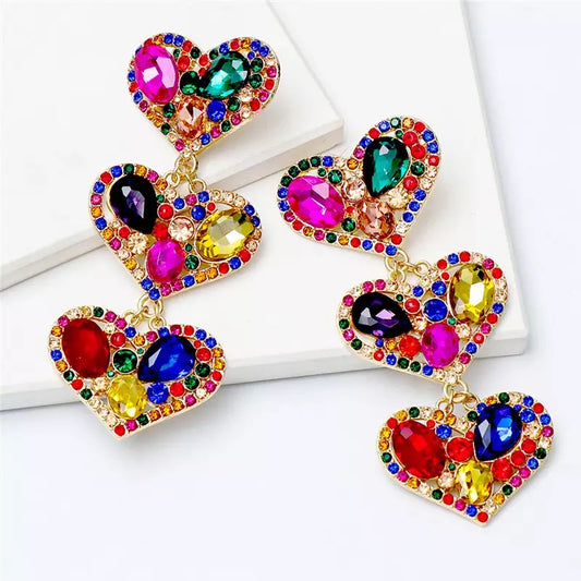 Triple Heart Earrings