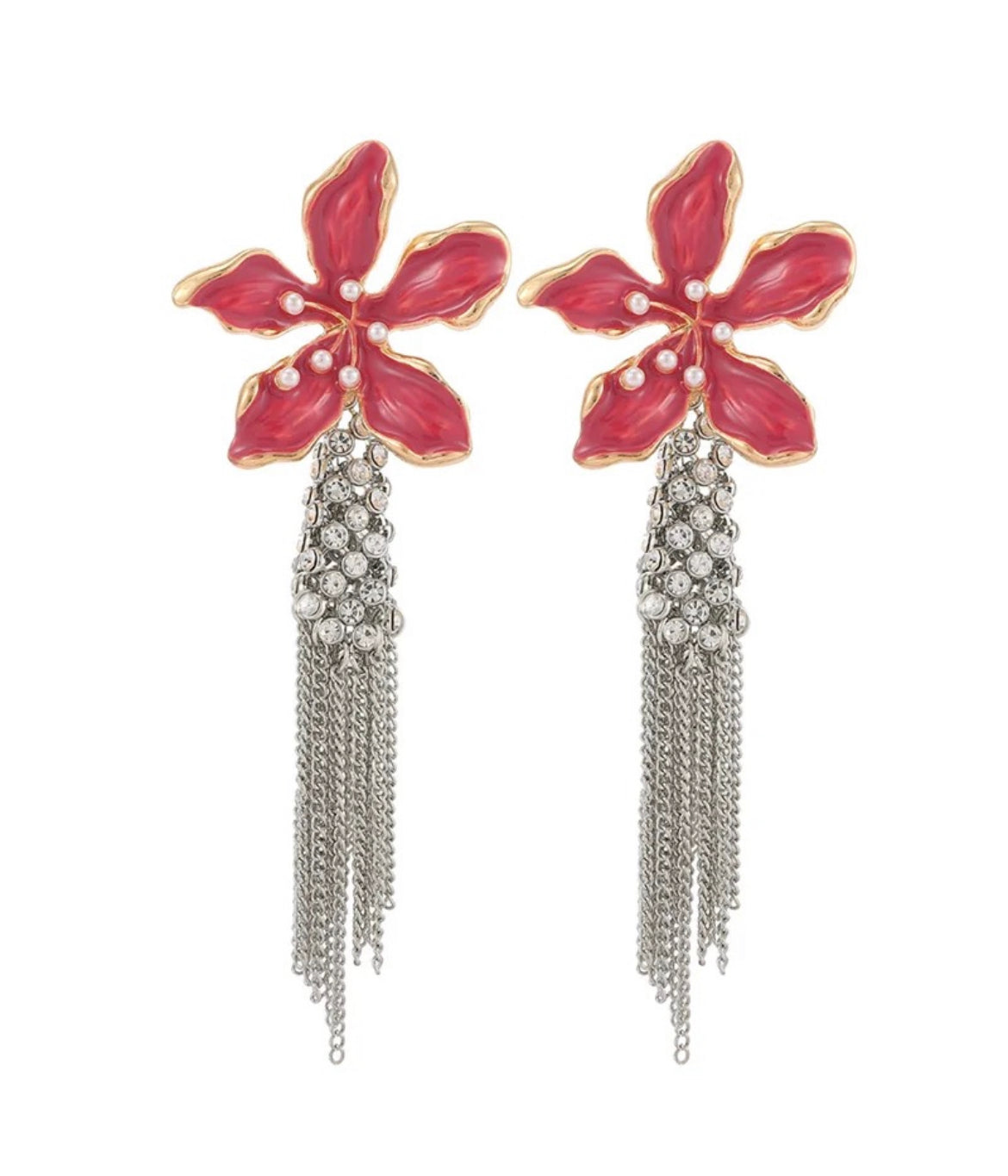 Flower tassel earrings