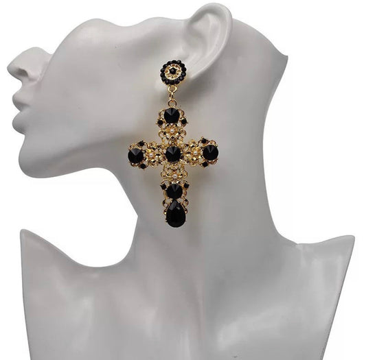 Cross Pearl Earrings