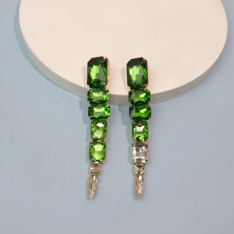 Green square earrings