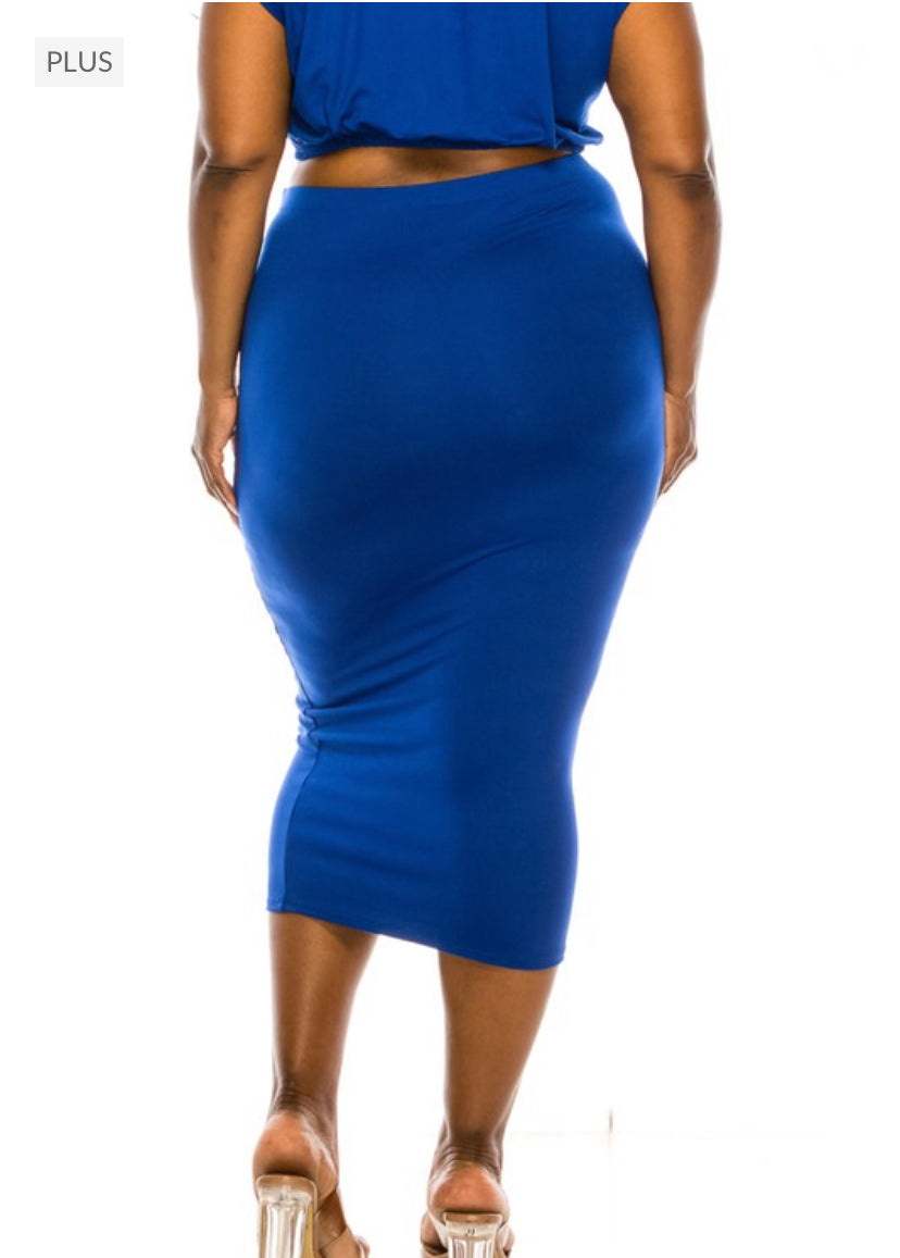 2pcs “Plus Skirt Sets” Blue