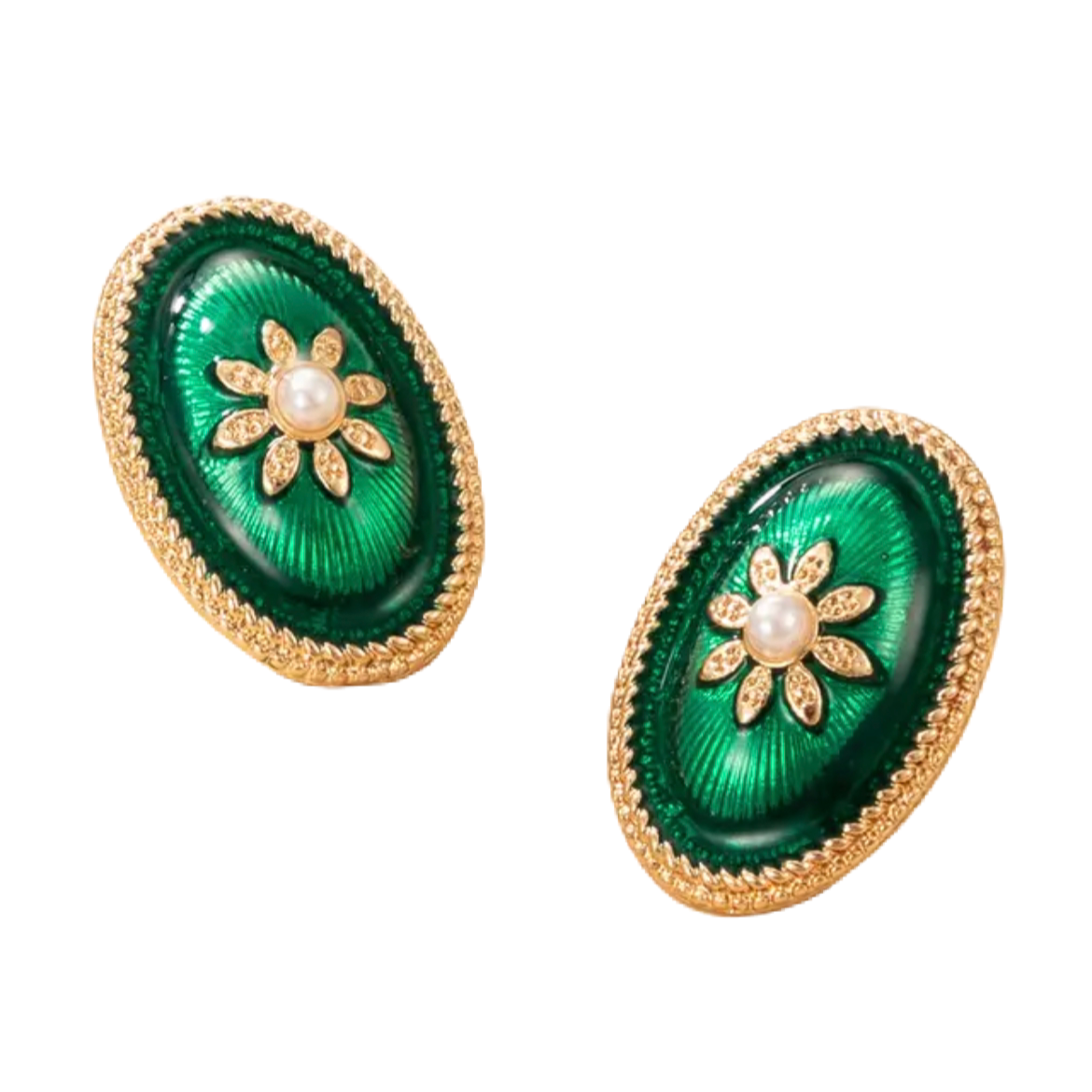 Green button earrings