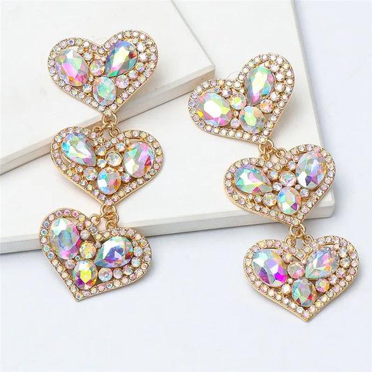 Triple Heart Earrings