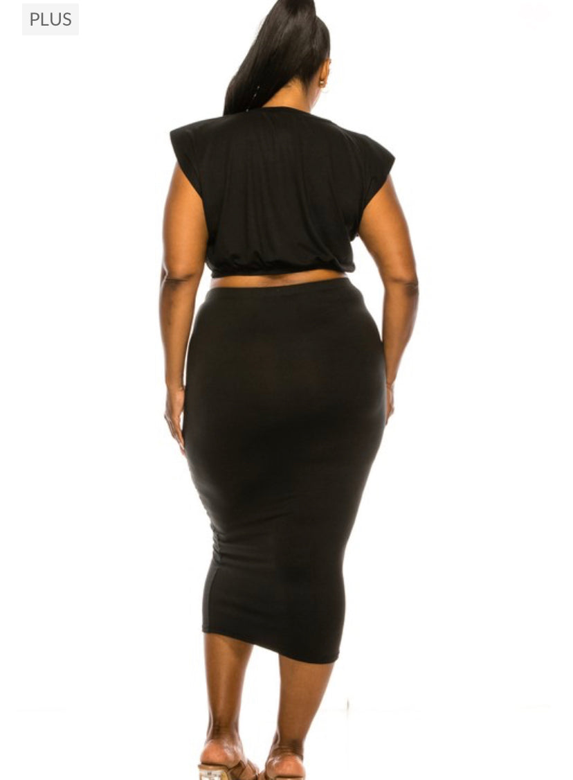 2pcs “Plus Skirt Sets” Black