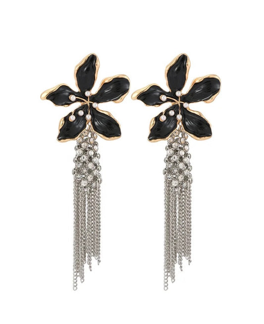 Flower tassel earrings