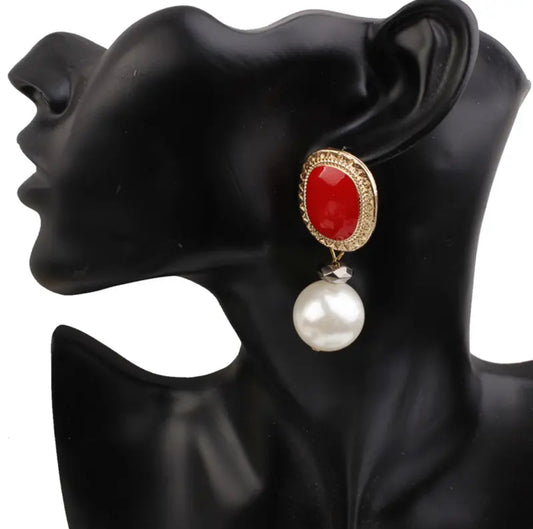 Red pearl earrings