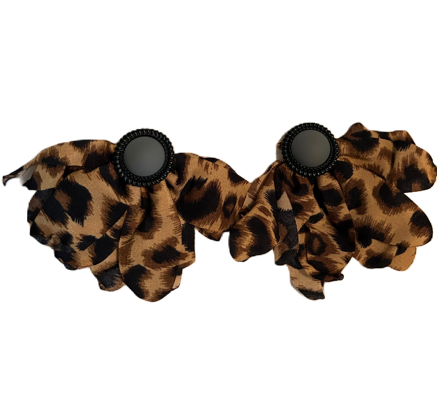 Leopard Grey Button Earrings