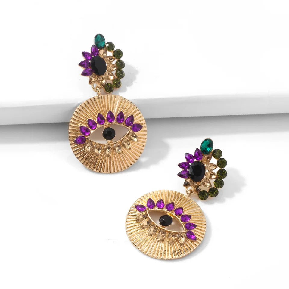 Evil purple earrings