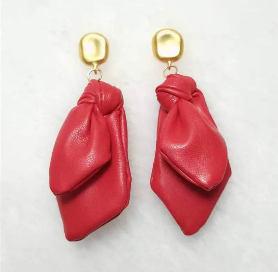 Red leather earrings