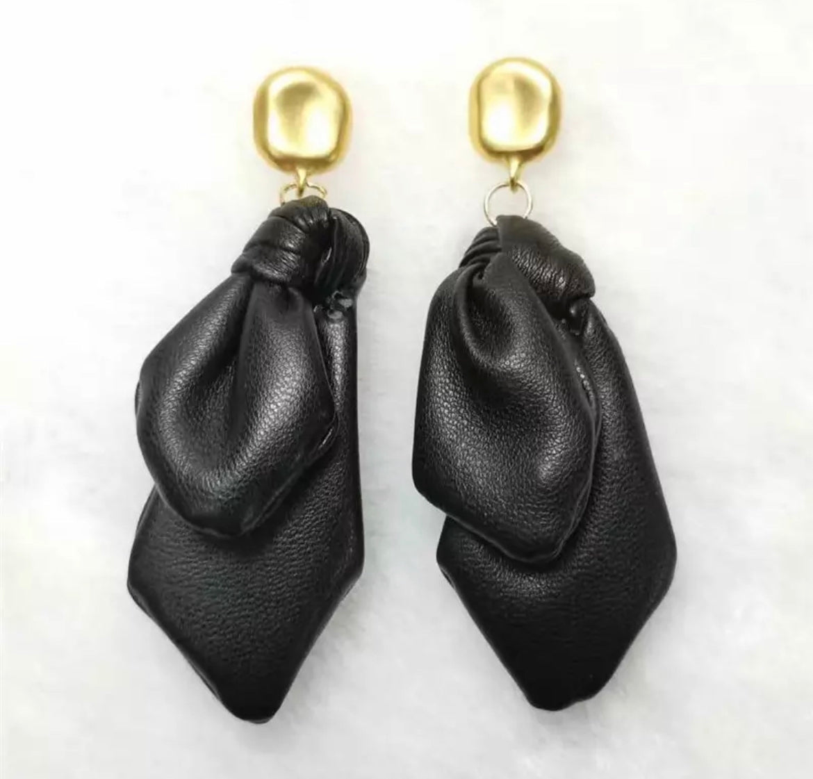 Black leather earrings