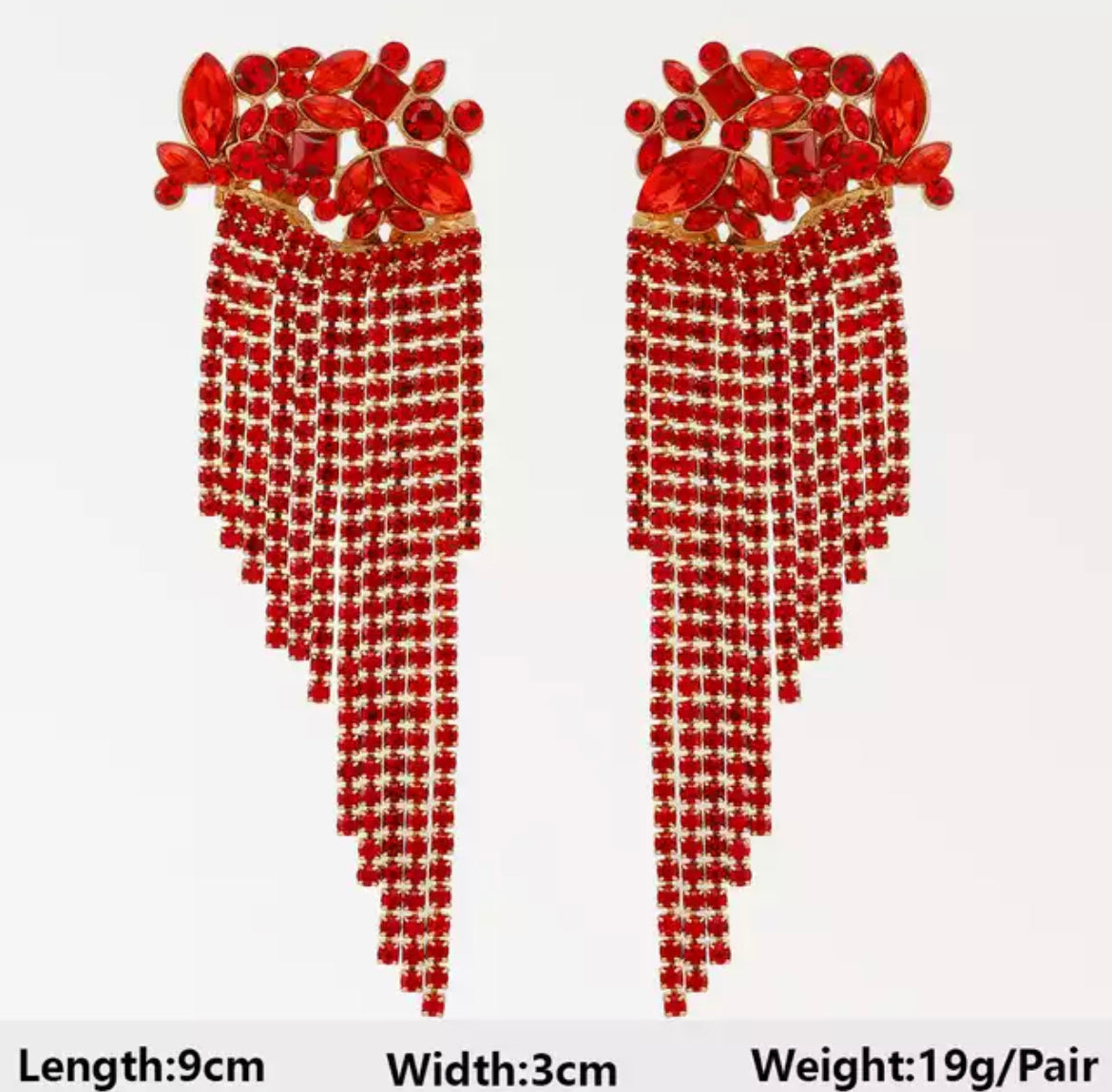 Red tassels earrings