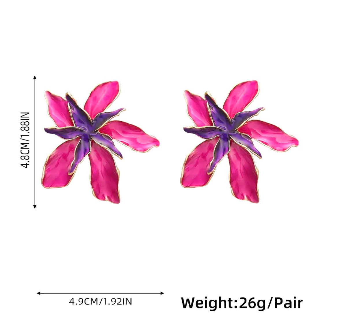 Magenta flower Earrings