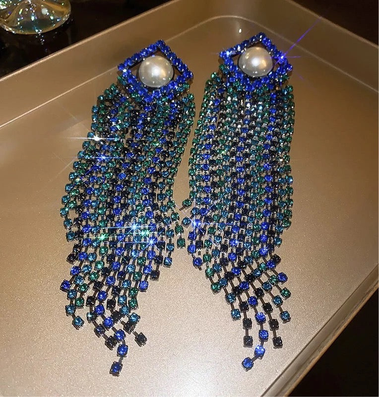 Blue Tassels Earrings